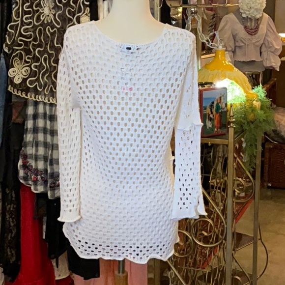 0095 Lisa International White Crochet Cardigan; NWT Size S - Picture 7 of 9